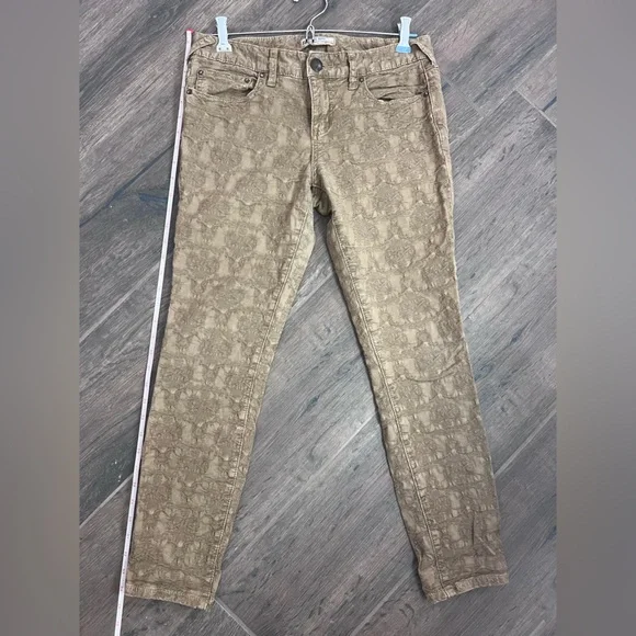 Free People Olive Green Victorian/Gothic Patterned Ankle Jeans - Picture 14 of 15